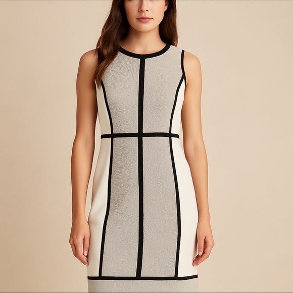 Ann Taylor Dresses & Skirts - Ann Taylor cream/black Dress, size 6, never worn, back zip, lined, knee length